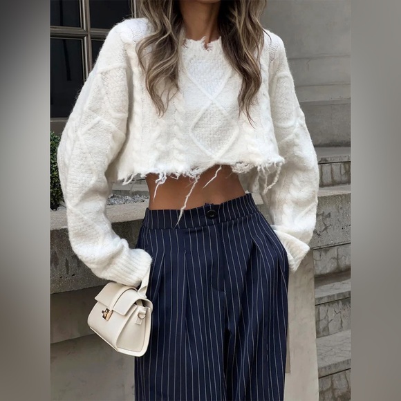 146 Pinstripe Pleated Wide-Leg Pants - Picture 4 of 7